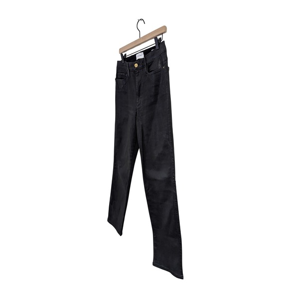 FRAME Le Sylvie Coated High Rise Slim Leg Jeans Edgy Alternative Sexy Black 31 - Picture 4 of 8